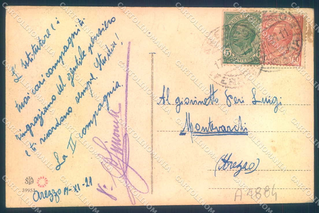 Arezzo Città Palazzo Tribunale Piazza Vasari Alterocca 39953 cartolina JK0646 – retro