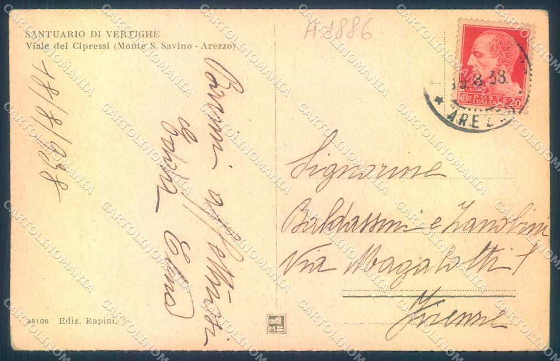 Arezzo Monte San Savino Santuario Vertighe Modiano 35106 cartolina JK0648 – retro