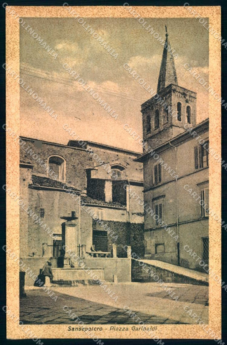 Arezzo Sansepolcro Piazza Garibaldi Chiesa cartolina JK0657 – fronte