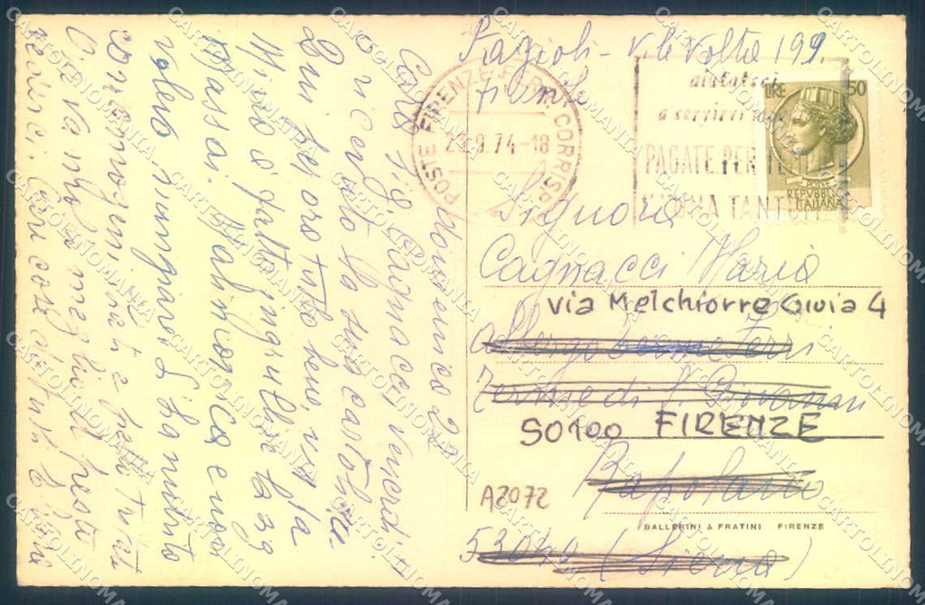 Firenze S. Martino alla Palma Ballerini & Fratini cartolina JK0708 – retro