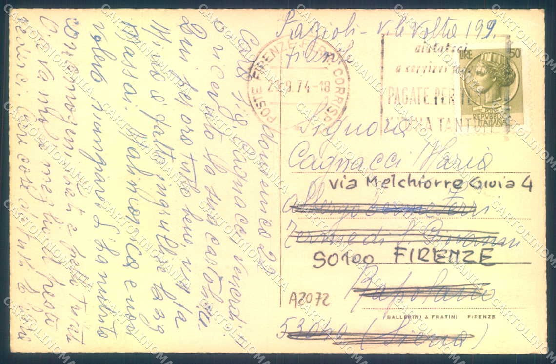 Firenze S. Martino alla Palma Ballerini & Fratini cartolina JK0708 – retro