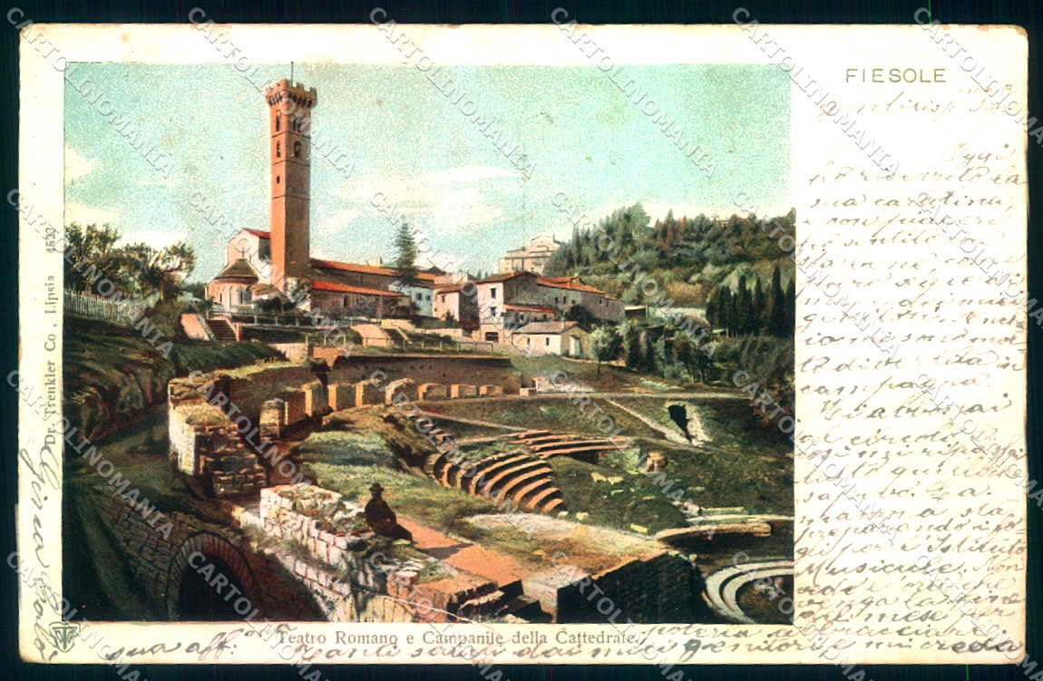 Firenze Fiesole Teatro Romano Trenkler 4523 PIEGA cartolina JK0725 – fronte