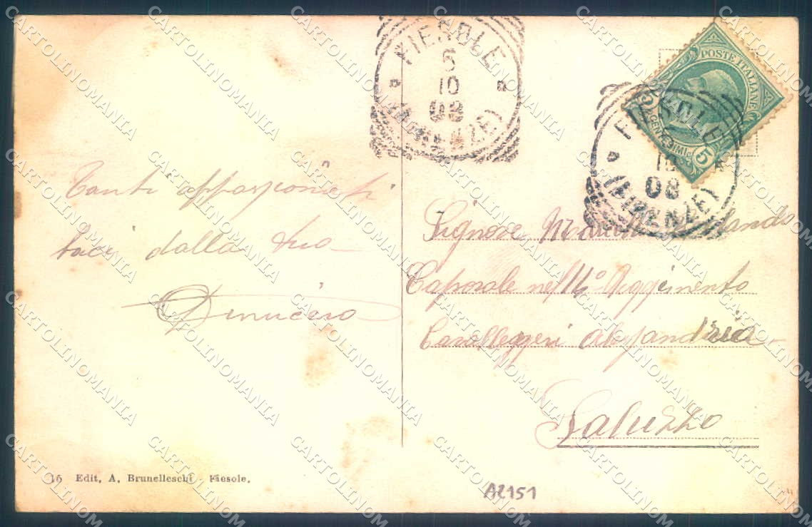 Firenze Fiesole Monumento Garibaldi Vittorio Emanuele II cartolina JK0728 – retro