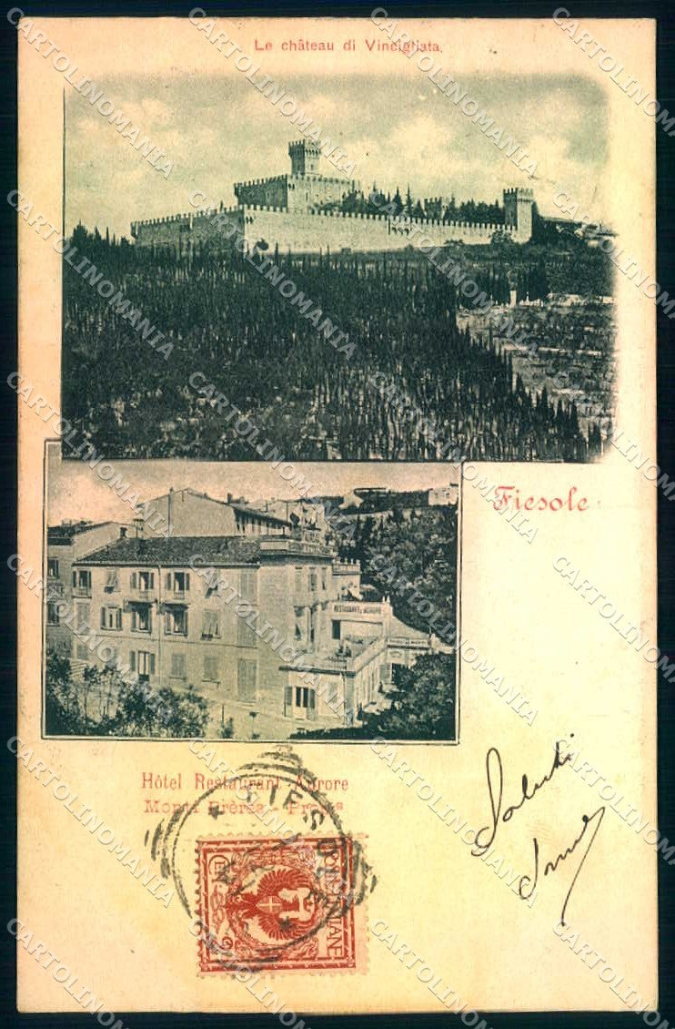 Firenze Fiesole Castello Vincigliata Albergo Aurora cartolina JK0733 – fronte