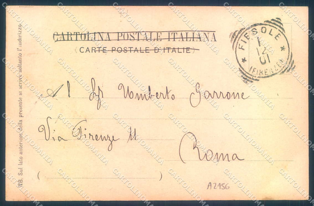 Firenze Fiesole Castello Vincigliata Albergo Aurora cartolina JK0733 – retro