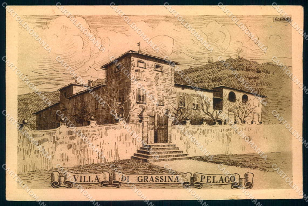 Firenze Grassina Pelago Villa PIEGA cartolina JK0755 – fronte