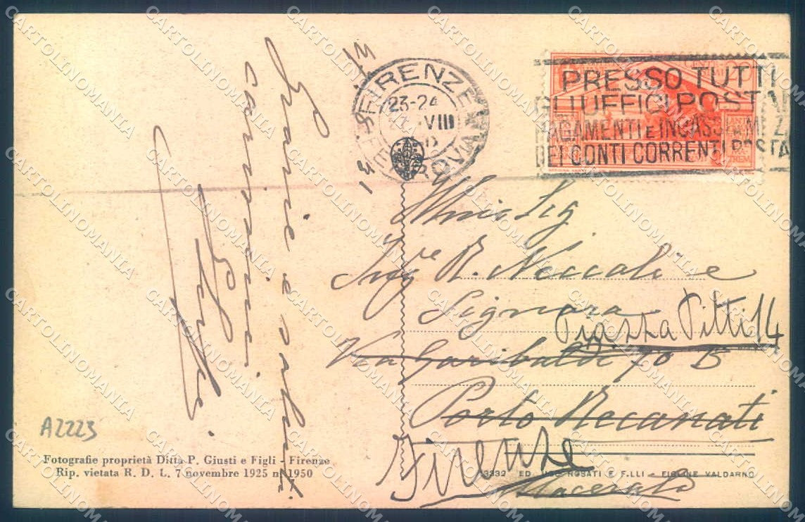 Firenze Figline Valdarno Palazzo Pretorio cartolina JK0762 – retro
