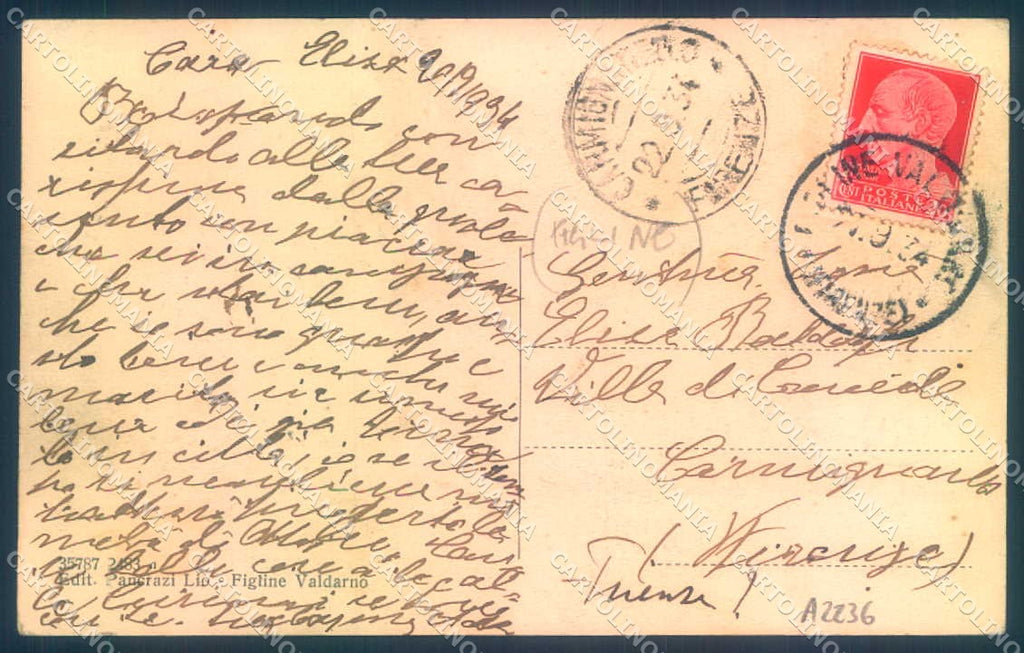 Firenze Figline Valdarno Villa di Viesca cartolina JK0766 – retro
