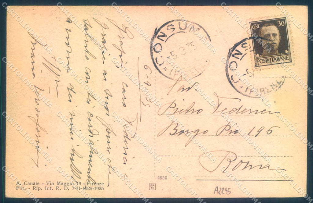 Firenze Consuma PIEGA cartolina JK0790 – retro