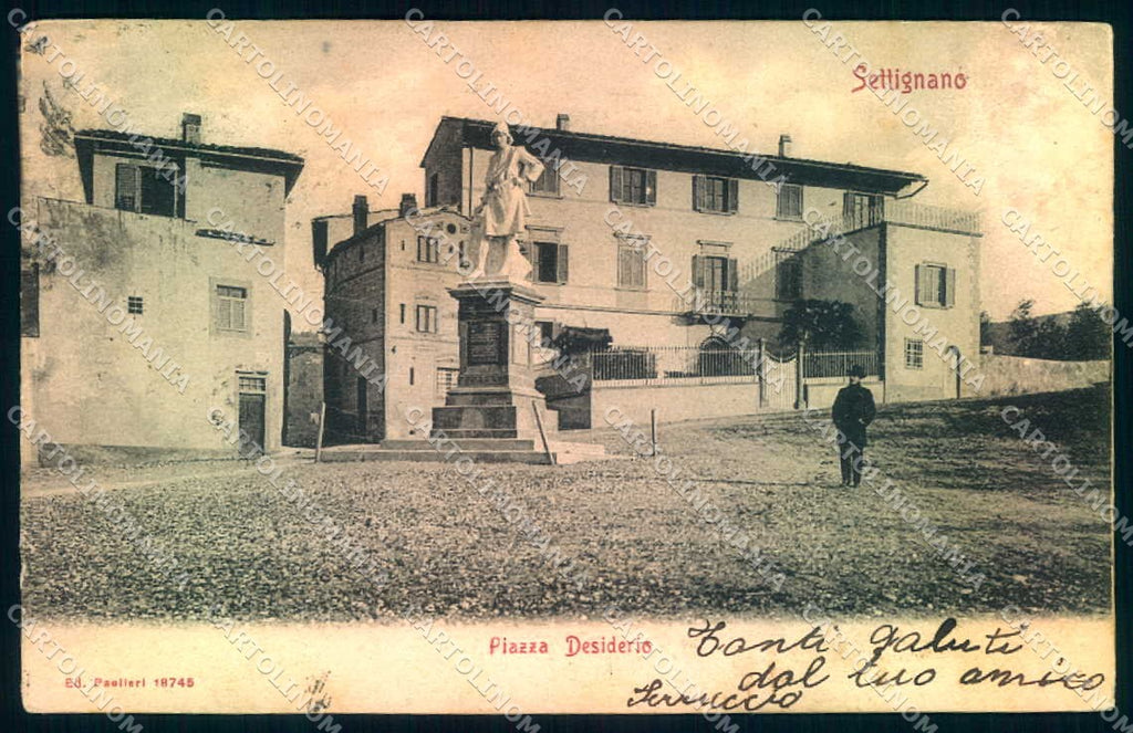 Firenze Settignano Piazza Desiderio Monumento cartolina JK0794 – fronte