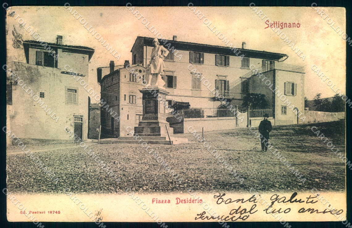Firenze Settignano Piazza Desiderio Monumento cartolina JK0794 – fronte