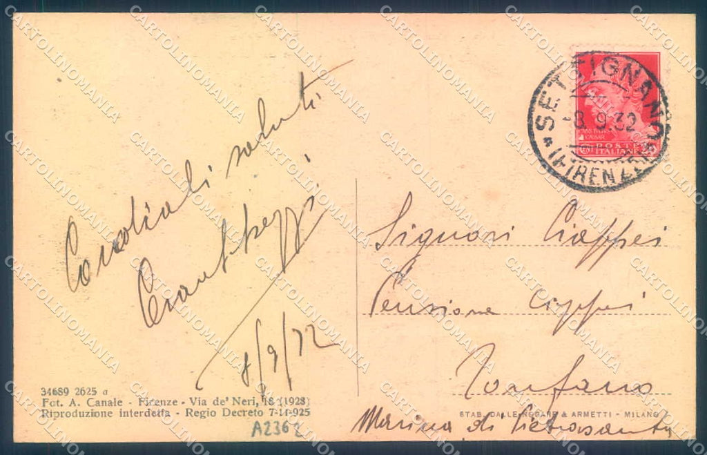 Firenze Settignano Chiesa Monaci Olivetani cartolina JK0818 – retro