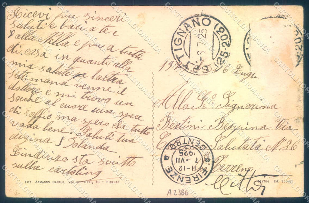 Firenze Settignano Feliceto Casa Convalescenza S. Maria Sborgi cartolina JK0833 – retro