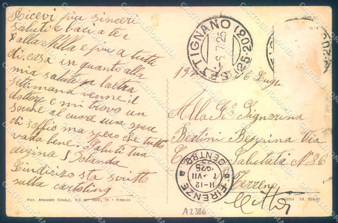 Firenze Settignano Feliceto Casa Convalescenza S. Maria Sborgi cartolina JK0833 – retro
