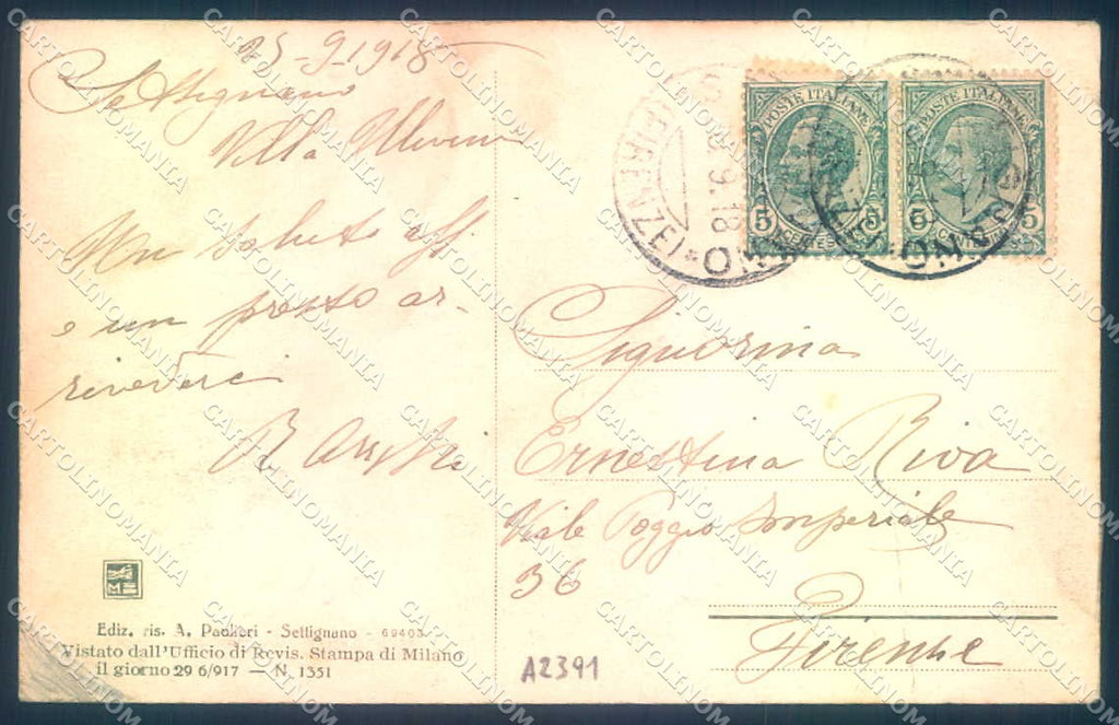 Firenze Settignano Chiesa Ulivetani Modiano 1351 PIEGATA cartolina JK0836 – retro