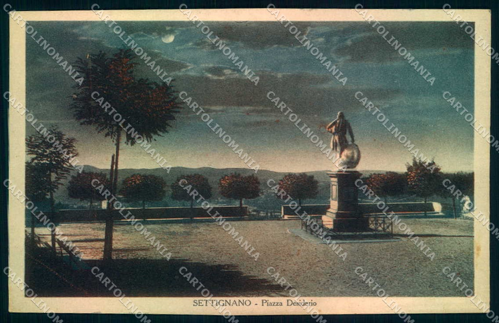 Firenze Settignano Piazza Desiderio Monumento Chiaro di Luna cartolina JK0841 – fronte