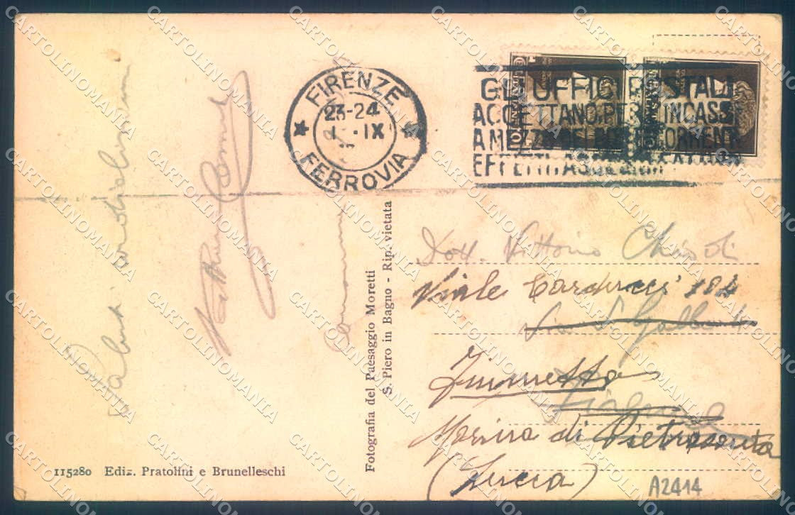 Firenze Consuma cartolina JK0847 – retro