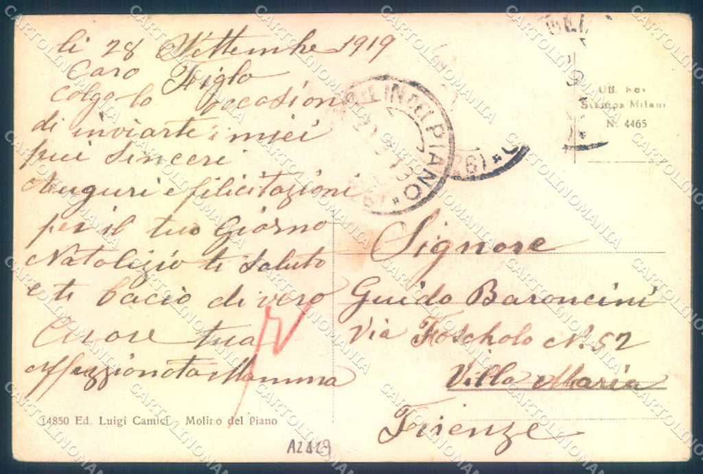 Firenze Molino del Piano Chiesa saluto da cartolina JK0851 – retro