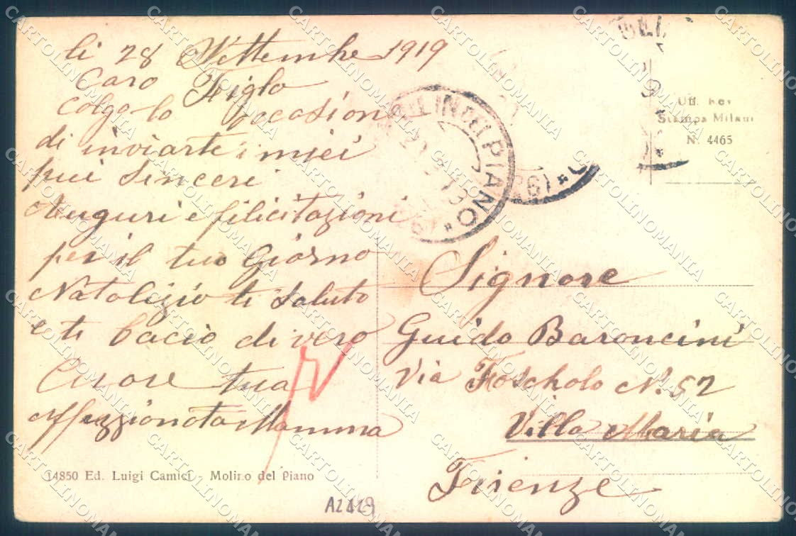 Firenze Molino del Piano Chiesa saluto da cartolina JK0851 – retro