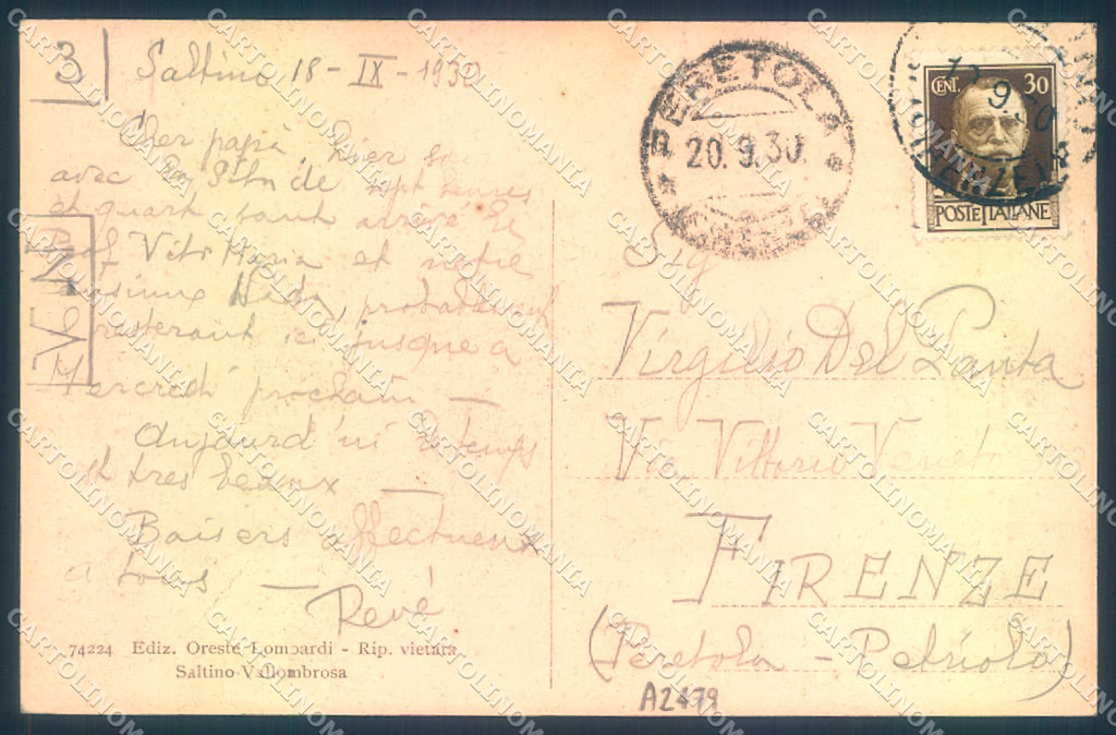 Firenze Vallombrosa Abetina cartolina JK0865 – retro