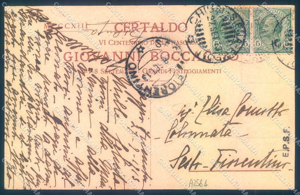 Firenze Certaldo VI Centenario Nascita Giovanni Boccaccio cartolina JK0894 – retro