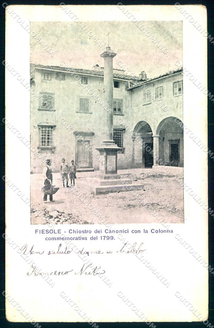 Firenze Fiesole Chiostro Canonici Colonna Commemorativa cartolina JK0898 – fronte