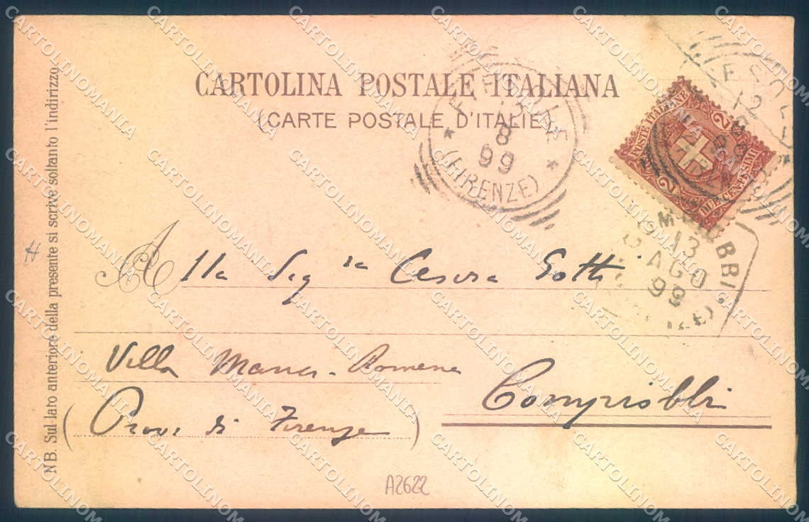 Firenze Fiesole San Domenico saluto da Richter PIEGA ANGOLO cartolina JK0922 – retro