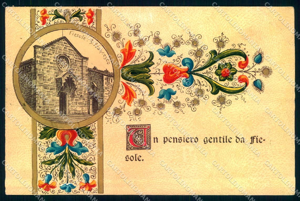 Firenze Fiesole San Francesco pensiero da Rilievo PIEGA ANGOLO cartolina JK0931 – fronte