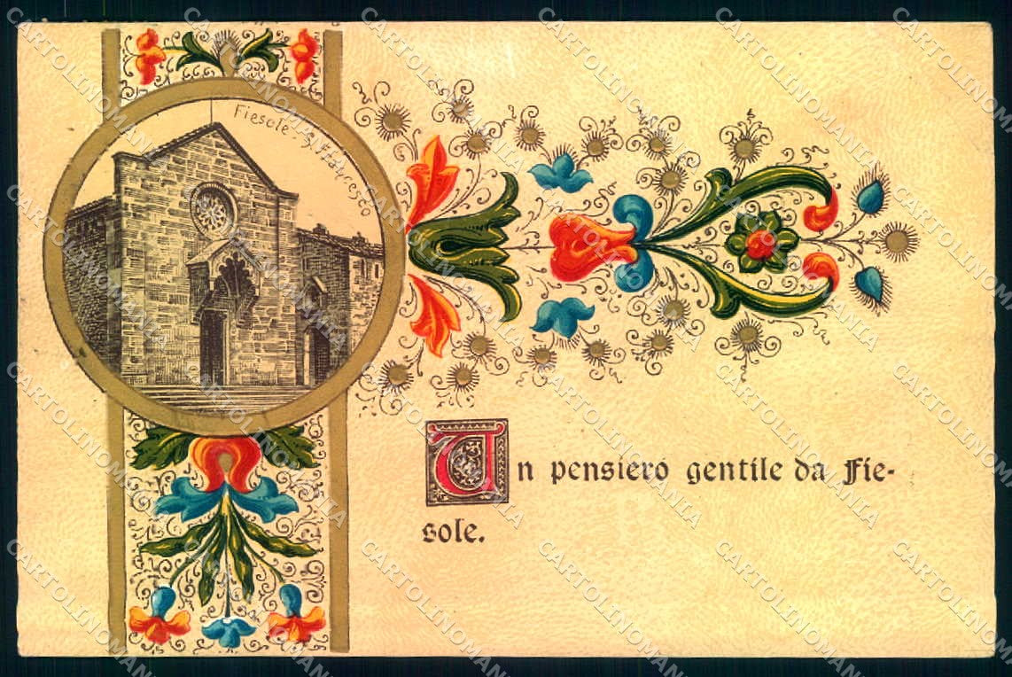 Firenze Fiesole San Francesco pensiero da Rilievo PIEGA ANGOLO cartolina JK0931 – fronte