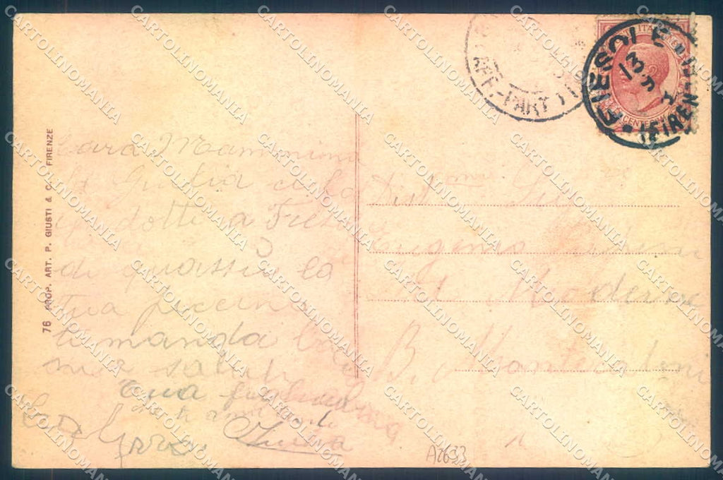 Firenze Fiesole San Francesco pensiero da Rilievo PIEGA ANGOLO cartolina JK0931 – retro