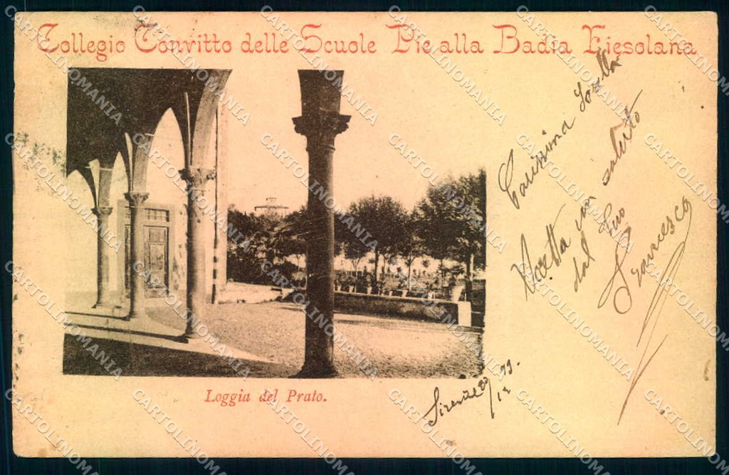 Firenze Fiesole Badia Collegio Convitto Scuole Pie PIEGA cartolina JK0939 – fronte