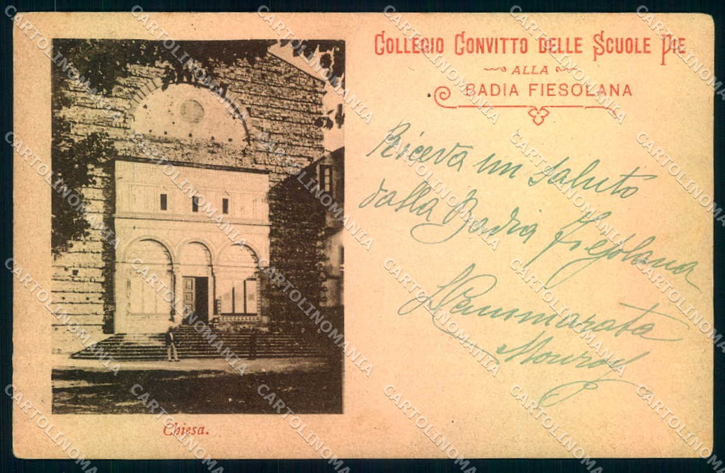 Firenze Fiesole Badia Collegio Convitto Scuole Pie cartolina JK0945 – fronte