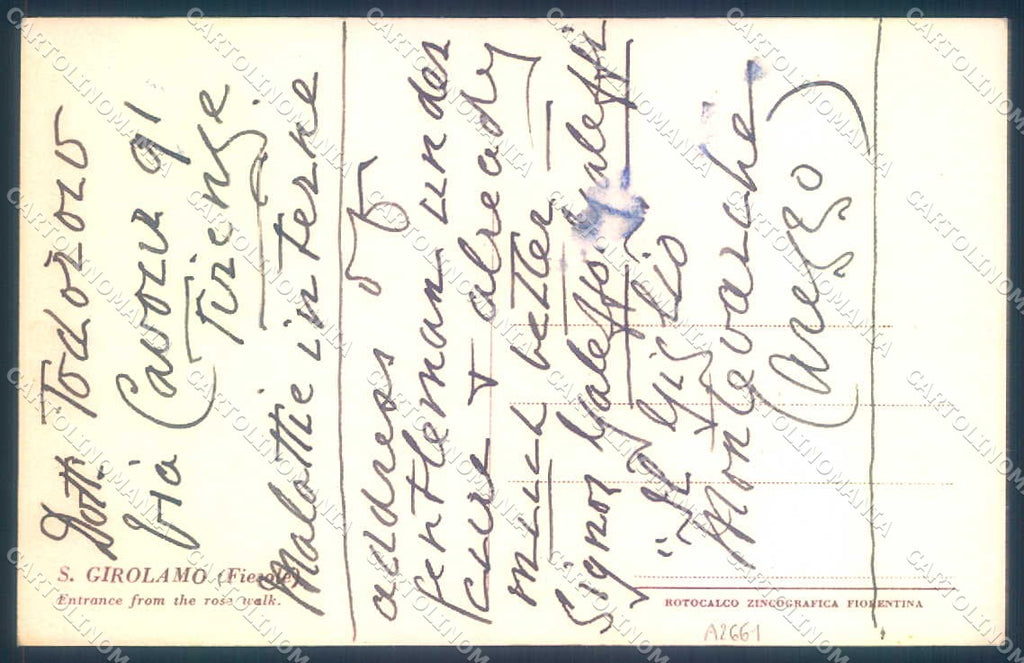 Firenze Fiesole San Girolamo cartolina JK0950 – retro