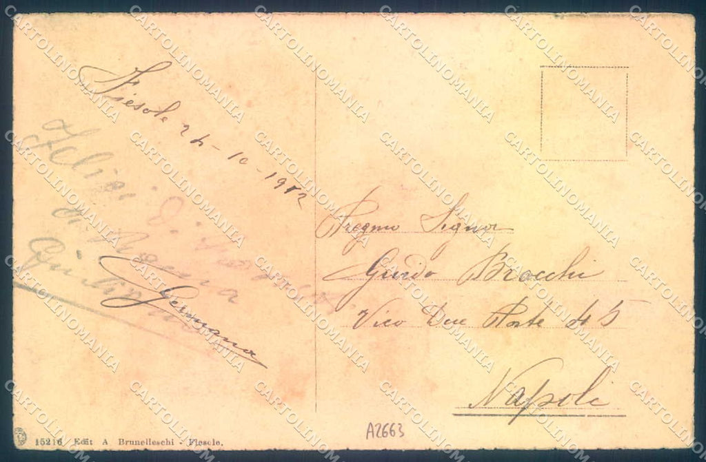 Firenze Fiesole Castello Vincigliata Brunner 15216 cartolina JK0952 – retro