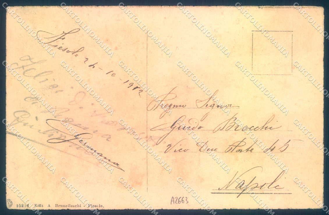 Firenze Fiesole Castello Vincigliata Brunner 15216 cartolina JK0952 – retro