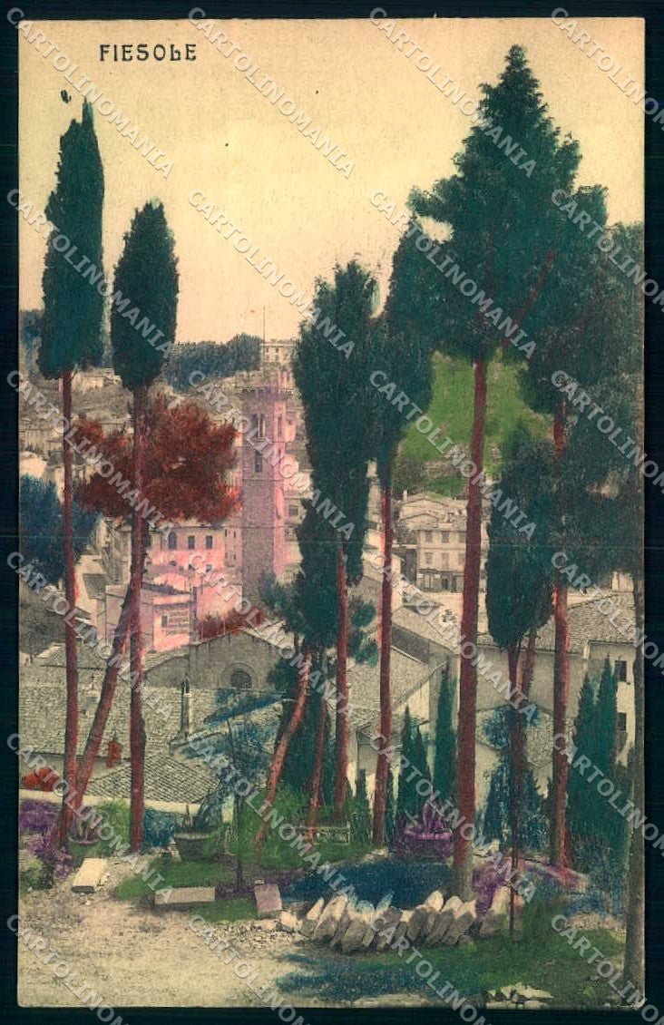 Firenze Fiesole Campanile colorata cartolina JK0959 – fronte