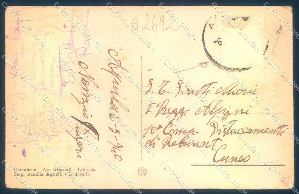 L'Aquila Città PIEGHE ANGOLO cartolina JK0966 – retro