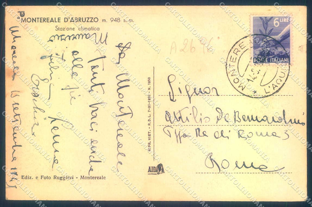 L'Aquila Montereale cartolina JK0968 – retro