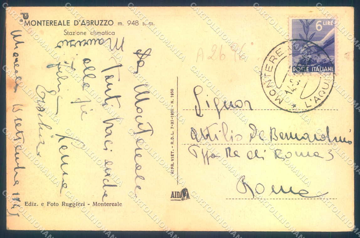 L'Aquila Montereale cartolina JK0968 – retro