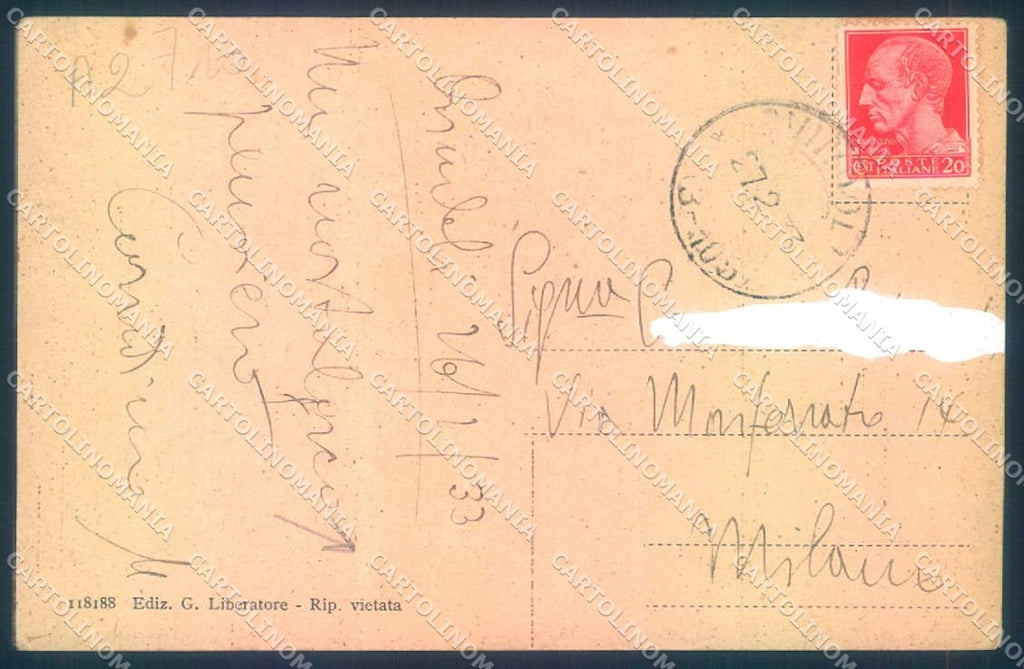 L'Aquila Ovindoli Monumento all'Alpino PIEGA cartolina JK0975 – retro