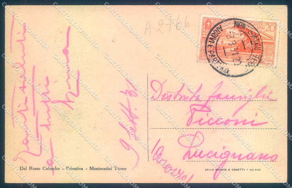 Pistoia Montecatini Terme Stabilimento Tettuccio cartolina JK0997 – retro