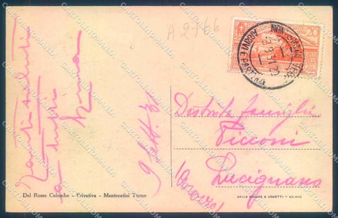 Pistoia Montecatini Terme Stabilimento Tettuccio cartolina JK0997 – retro