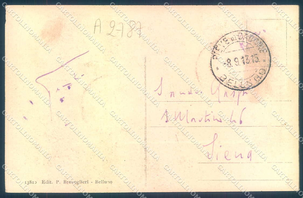 Belluno Pieve di Cadore Monumento Tiziano Breveglieri 13810 cartolina JK1005 – retro