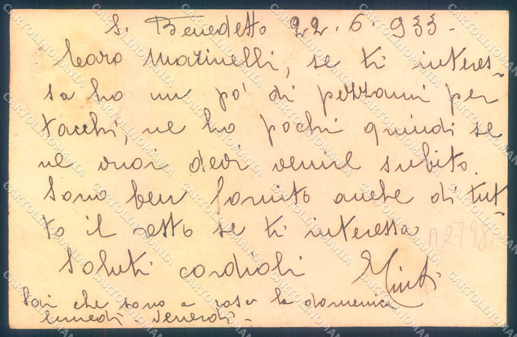 Ascoli Piceno San Benedetto del Tronto cartolina commerciale JK1006 – retro