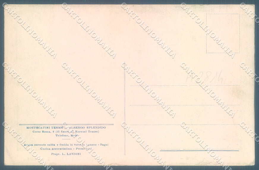 Pistoia Montecatini Albergo Splendido cartolina JK1007 – retro