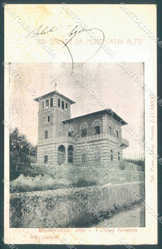 Pistoia Montecatini Villino Grocco saluto da cartolina JK1012 – fronte
