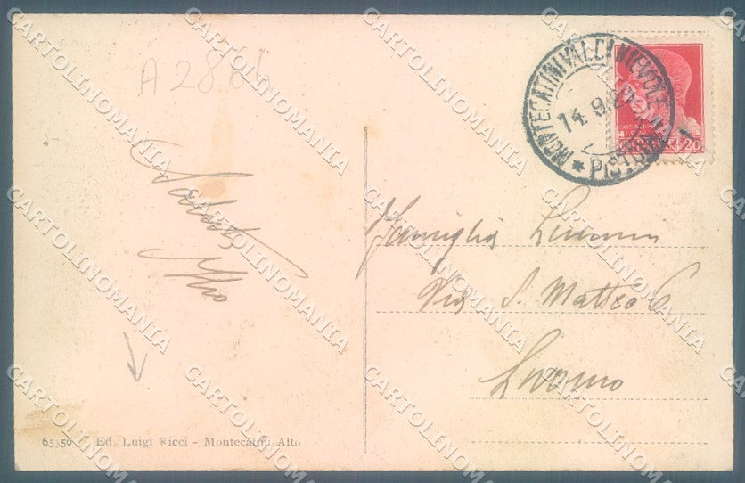 Pistoia Montecatini LEGGERA PIEGA cartolina JK1038 – retro