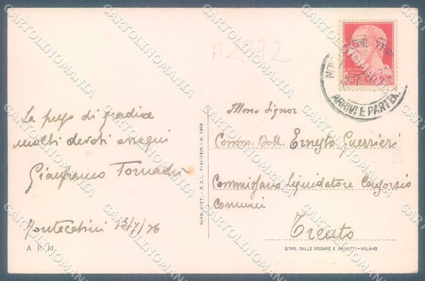 Pistoia Montecatini Stabilimento Torretta Parco cartolina JK1044 – retro