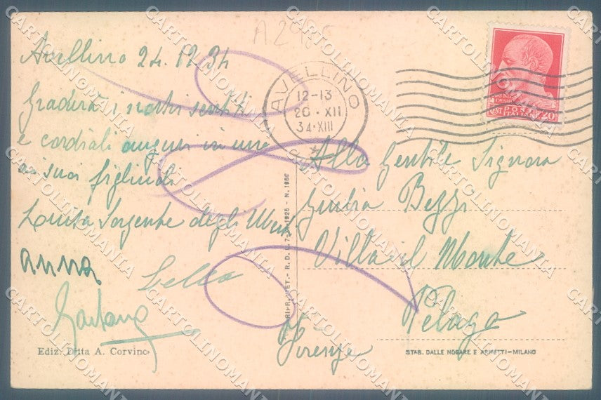 Avellino Città Montevergine cartolina JK1094 – retro