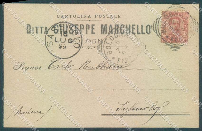 Bologna Città Giuseppe Marchello cartolina commerciale 1899 JK1127 – fronte